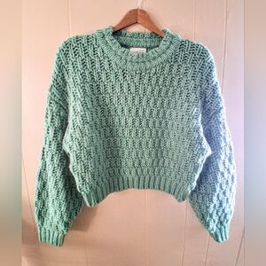 Cropped And Chunky Wool Blend Sweater From Universal Thread In Green Size M